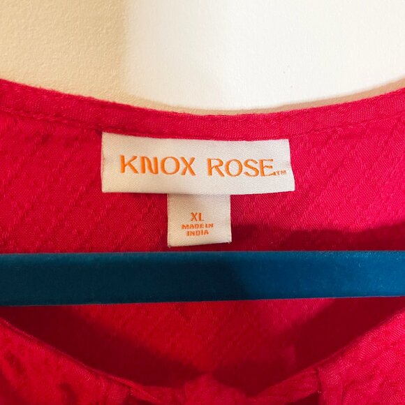 Knox Rose Red Textured Tie Neck Boho Babydoll A-Line Dress Size XL - Picture 2 of 4